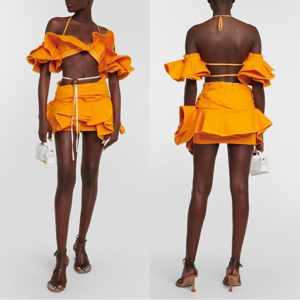 NEW JACQUEMUS La Brassière Artichaut cotton crop top in orange - Picture 3 of 17